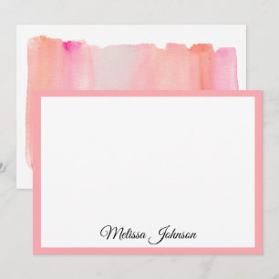 Moderne rosa Farbe Pinselstriche Personalisiert Mitteilungskarte