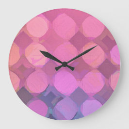 Moderne rosa Farben Abstrakt Circle Watercolor Große Wanduhr
