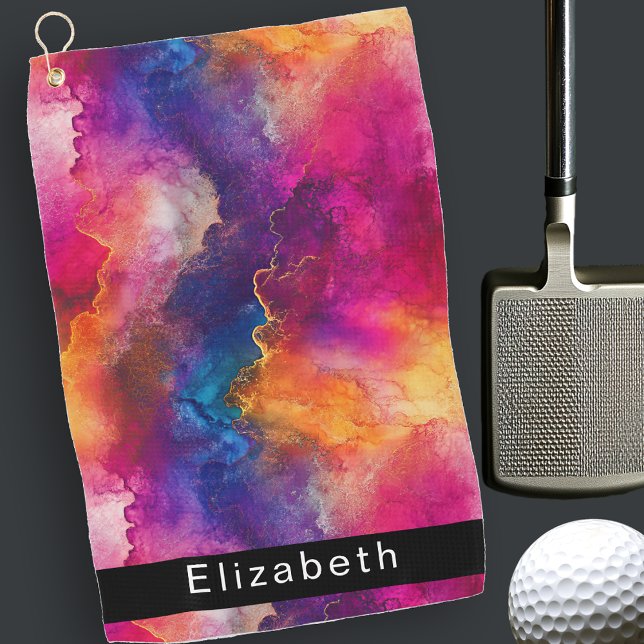 Moderne Rosa Farbfusion Personalisiert Golfhandtuch (Von Creator hochgeladen)