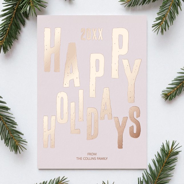 Moderne rosa Feierliche Feiertage Weihnachten (Modern Pink Festive Happy Holidays Christmas Foil Holiday Card)