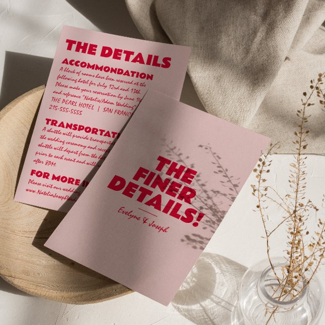 Moderne rosa, fett helle, einzigartige Hochzeitsde Begleitkarte (Von Creator hochgeladen)