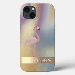 Moderne rosa Flamingo bunte Gold Case-Mate iPhone Hülle