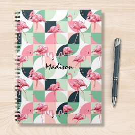 Moderne rosa Flamingo Geometric Girly Personalisie Notizblock