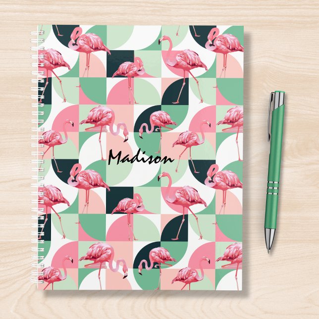 Moderne rosa Flamingo Geometric Girly Personalisie Planer (Von Creator hochgeladen)