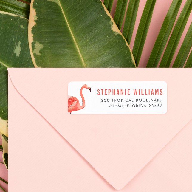 Moderne rosa Flamingo Name & Rücksendeadresse (Return Address Label Mock-up)