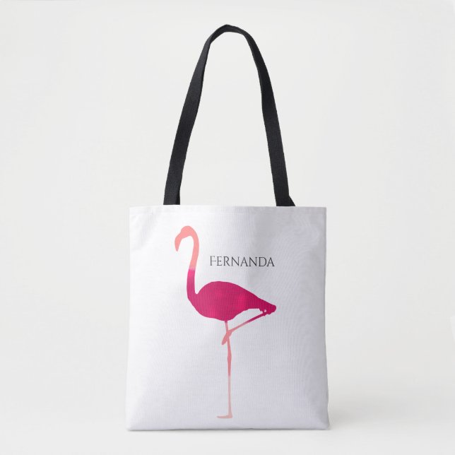 Moderne rosa Flamingo-Silhouette mit Name Bag (Vorderseite)
