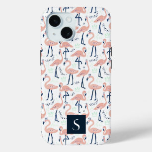 Moderne rosa Flamingos Monogramm Case-Mate iPhone Hülle
