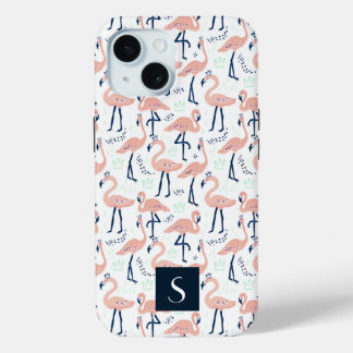 Moderne rosa Flamingos Monogramm Case-Mate iPhone Hülle