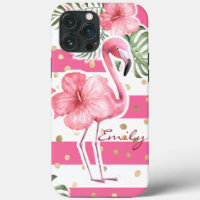 Moderne rosa Flamingos Tropenflora Personalisiert