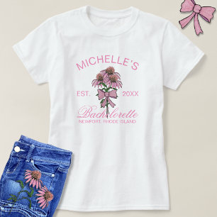 Moderne rosa florale Bach-Party-Junggesellinnenabs T-Shirt
