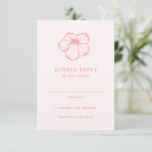 Moderne rosa, florale Elegante Hochzeit RSVP Karte