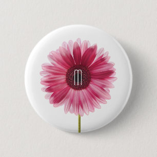 Moderne rosa florale Gerbera Daisy Button