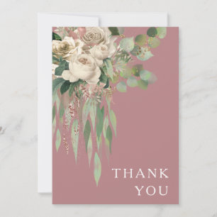 Moderne rosa florale Pfingstrosen Hochzeitsdetails Dankeskarte