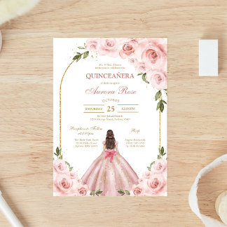 Moderne rosa florale Quinceanera-Einladung Einladung
