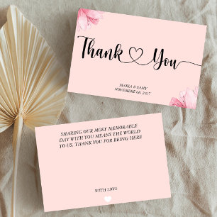 Moderne rosa florale Romantik Dankeskarten Dankeskarte