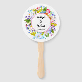 Moderne rosa florale romantische Hochzeitgastfans Fächer