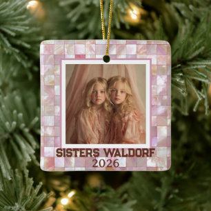Moderne rosa Foto-Weihnachtsbaumanhänger für Schwe Keramikornament