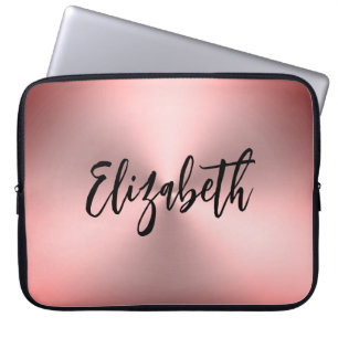 Moderne rosa gebürstete Metal Look Script Name Laptopschutzhülle
