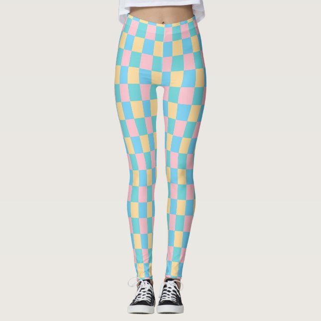 Moderne rosa gelb blaue grüne Vorlage Elegant Leggings (Vorderseite)