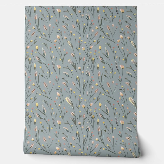 Moderne, rosa gelbe winzige Blume3 Tapete (Abrollen)