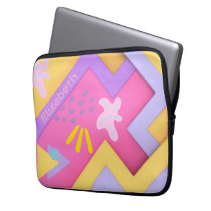 Moderne rosa geometrische Muster Mitte des Jahrhun Laptopschutzhülle