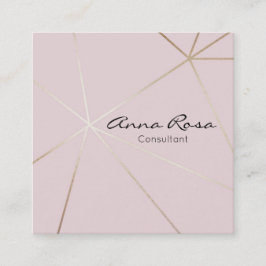 ~* Moderne rosa geometrische Trendy . Rose Gold Fo Quadratische Visitenkarte
