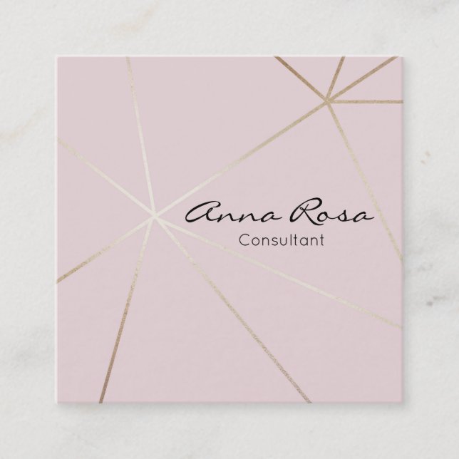 ~* Moderne rosa geometrische Trendy . Rose Gold Fo Quadratische Visitenkarte (Vorderseite)