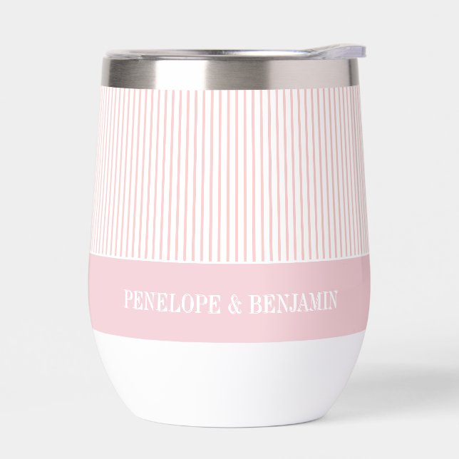 Moderne rosa gestreifte Hochzeit (Links)