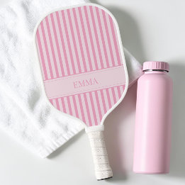 Moderne Rosa Gestreifte Süße Vornehme Personalisie Pickleball Schläger