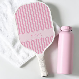 Moderne Rosa Gestreifte Süße Vornehme Personalisie Pickleball Schläger