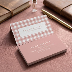 Moderne rosa Gingham-Karo-Design Visitenkarte