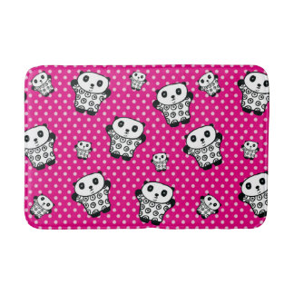 Moderne rosa girly Kawaii süße Panda-Bär Polka-Pun Badematte