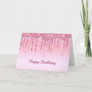 Moderne rosa Glitzer Tropfen Graphic Birthday Karte