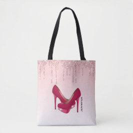 Moderne rosa Glitzer-Tropfen & High Heels