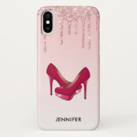 Moderne rosa Glitzer-Tropfen & High Heels
