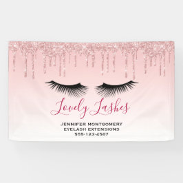 Moderne rosa Glitzer Tropfen und Black Eyelashes B Banner