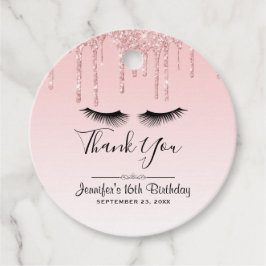 Moderne rosa Glitzer Tropfen und Black Eyelashes Geschenkanhänger