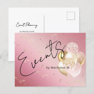 Moderne rosa glitzernde Ballons Unternehmen Postkarte