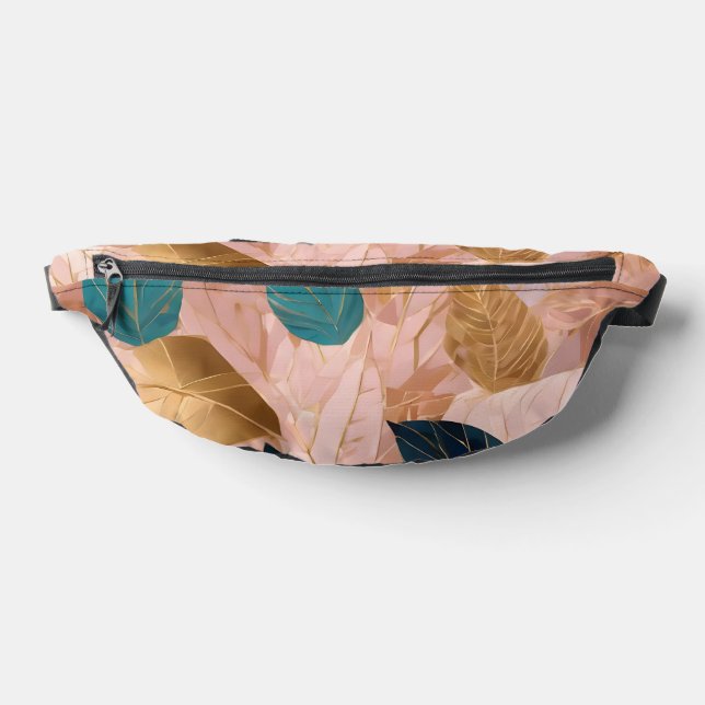 Moderne Rosa Gold Boho Blätter Collection Bauchtasche (Ablage )