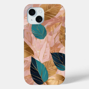 Moderne Rosa Gold Boho Blätter Collection Case-Mate iPhone Hülle