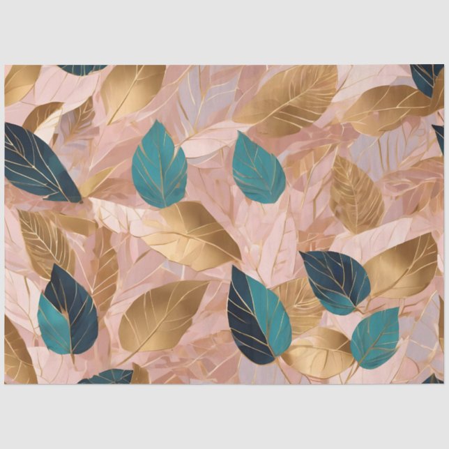 Moderne Rosa Gold Boho Blätter Collection Seidenpapier (Vorderseite)