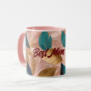 Moderne Rosa Gold Boho Blätter Collection Tasse