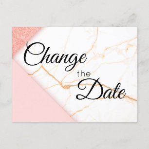 Moderne rosa Gold Glitter-Marmor Änderung des Datu Postkarte