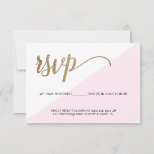 Moderne Rosa Gold RSVP keine Zusendung reservierte Karte