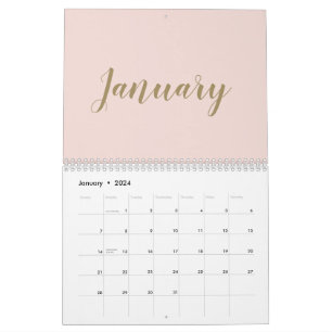 Moderne Rosa Goldschrift Monat mädchenhaft chic Kalender