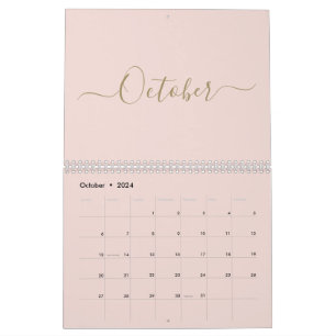 Moderne Rosa-Goldschrift - Monatsschrift Kalender