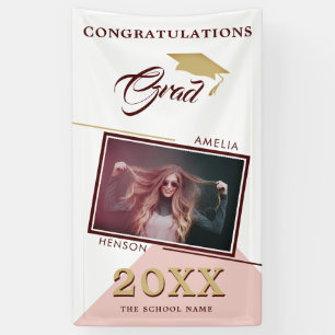 Moderne rosa Graduate Foto Graduate Party Banner