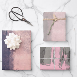 Moderne rosa Grau Mallow rustikal abstrakt Geschenkpapier Set