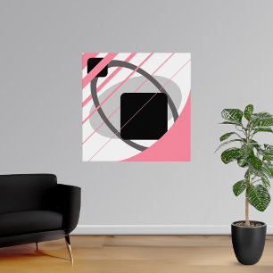 Moderne rosa Grau Schwarz Off-White - MS0002 Leinw Poster