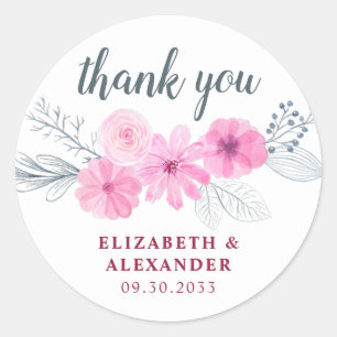 Moderne rosa graue Blume Runder Aufkleber
